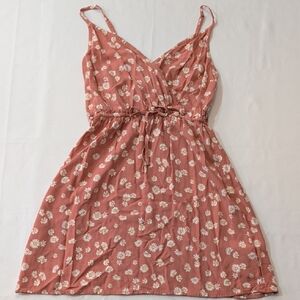 Hollister Pink Daisy Floral Wrap Sundress Cottagecore Mini Dress Size S